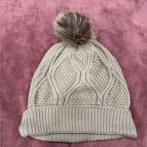 Torrid Beige Knit Pom-Pom Hat